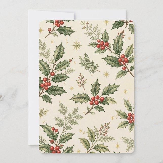 Convite Papel de embrulho de Natal Holly & Berries | Cláss (Frente)