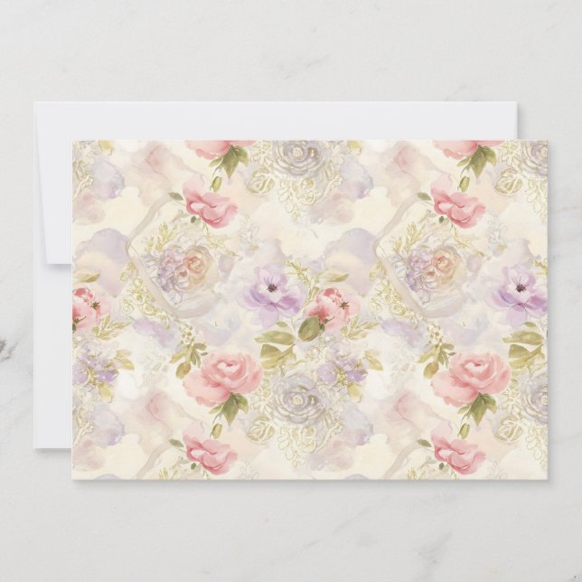 Convite Papel de embrulho floral em aquarela romântica - E (Frente)