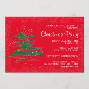 Convite Papel de festa de Natal contemporâneo Vermelho 5x7