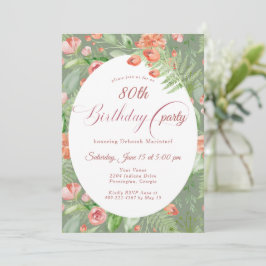 Convite Papel de Parede Vintage Rosas Floral 80th
