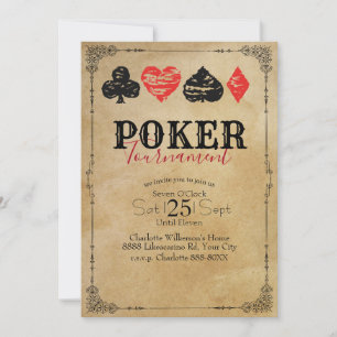 Convite Papel de Pergaminho para Torneio de Poker Game