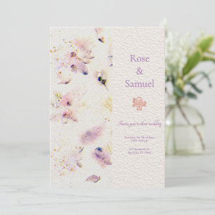 Convite Papel Elegante para Flores de rosa Textura Casamen