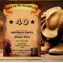 Papel Envelhecido Country Western Idade Personaliz