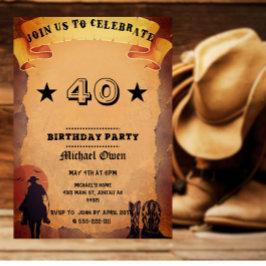 Convite Papel Envelhecido Country Western Idade Personaliz
