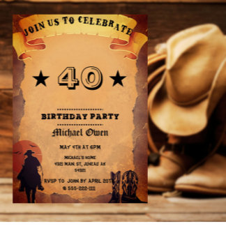 Convite Papel Envelhecido Country Western Idade Personaliz