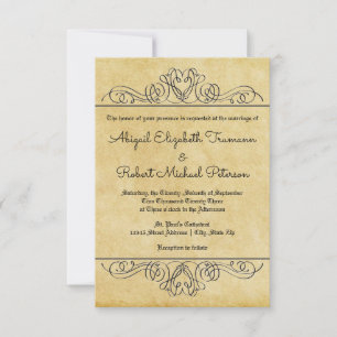 Convite Papel Floral Formal - 3x5Convite De Casamento