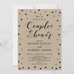 Convite Papel Kraft & confetti  Chá de casamento Casal
