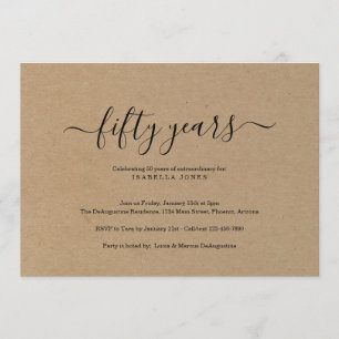 Convite Papel Kraft Festa de aniversário Adulto de Marco