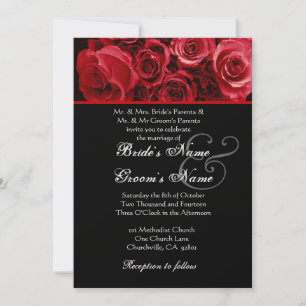 Convite Papel Metálico de Casamento de Buquês de Rosa ve