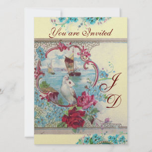 Convite Papel metálico ouro ROMANTINICA MONOGRAMA