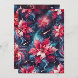 Convite Papel-Padrão Galaxy Poinsettia Imprimível