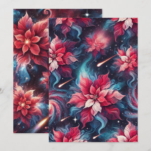 Convite Papel-Padrão Galaxy Poinsettia Imprimível