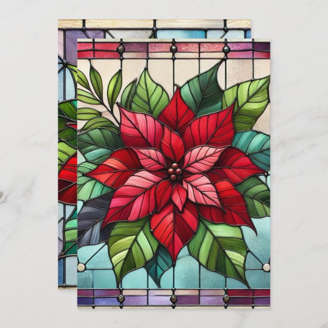 Convite Papel para poinsettia de vidro conservado para imp (Frente/Verso)