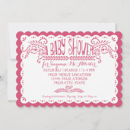Convite Papel Picado Baby Girl Chá Lilac Fiesta