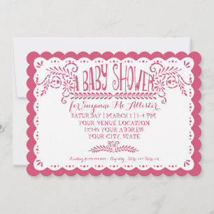 Convite Papel Picado Baby Girl Chá Lilac Fiesta