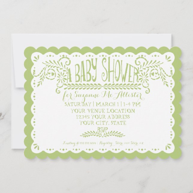 Convite Papel Picado Baby Girl Chá Pink Limão Fiesta (Verso)