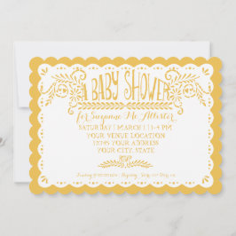 Convite Papel Picado Baby Girl Chá Pink Yellow Fiesta
