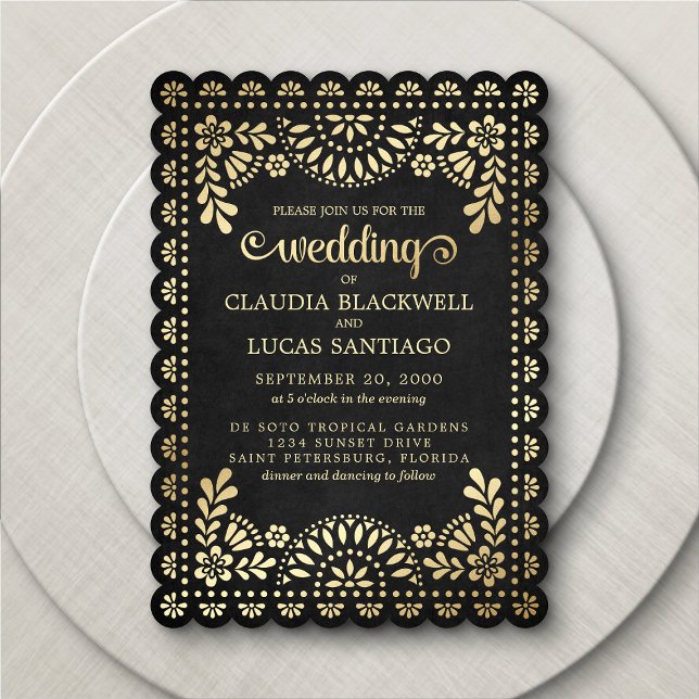 Convite Papel Picado Black Wedding (Criador carregado)