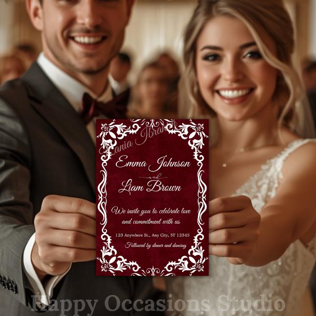 Convite Papel Picado Burgundy Mexican Wedding Invitation (Criador carregado)