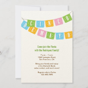 Convite Papel Picado Cinco de Mayo