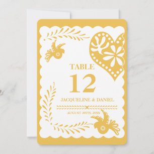 Convite Papel Picado Dourado Colheita Fiesta Número da Tab