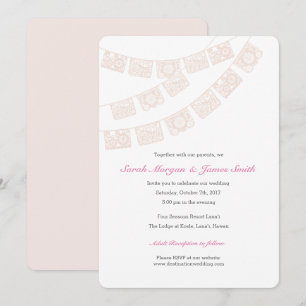 Convite Papel Picado Festa de casamento Invite rosa