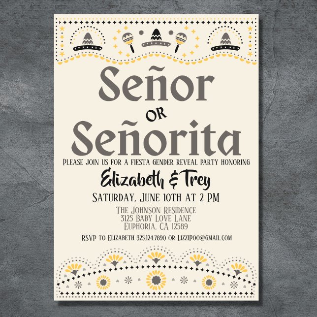 Convite Papel Picado Gender Reveal Fiesta (What a cute gender neutral Mexican papel picado themed gender reveal invitation. )