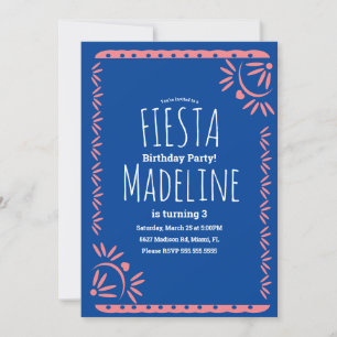 Convite Papel Picado Mexicano Birthday Fiesta Floral Borde
