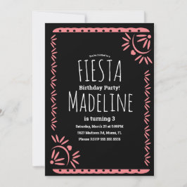 Convite Papel Picado Mexicano Birthday Fiesta Floral Borde
