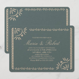 Convite Papel Picado Mexicano Casamento Botânico Blue Kraf