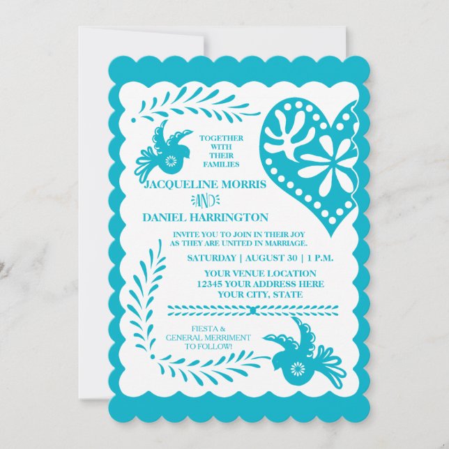 Convite Papel Picado Mexicano Fiesta Weding Banner Theme (Frente)