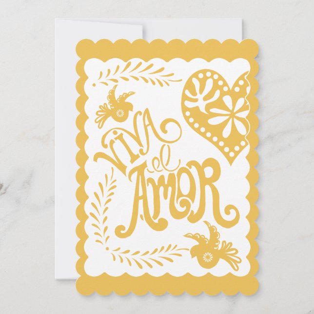 Convite Papel Picado Mexicano Fiesta Weding Banner Theme (Verso)