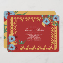 Convite Papel Picado Mexicano Florals Fiesta