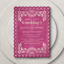 Convite Papel Picado Pink Wedding