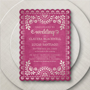 Convite Papel Picado Pink Wedding