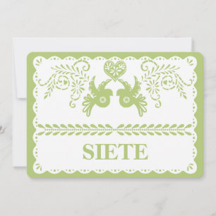 Convite Papel Picado Siete Sete Número da Mesa Dourado Fes
