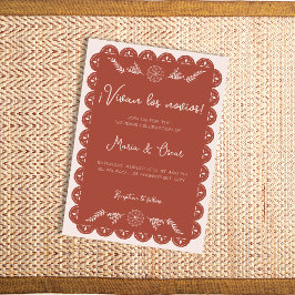 Convite Papel Picado Terracotta Mexicano Talavera Wedding