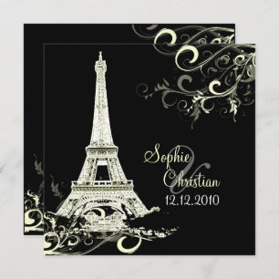 Convite PAPEL PixDezines DIY LA TOUR EIFFEL+SWIRLS/LUXE