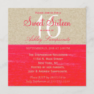 Convite Papel Rosa Neon e Bege, Palmeiras Tropicais e Prai