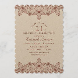 Convite Papel Russo Lace Kraft do Partido aniversário de 2