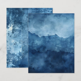 Convite Papel Scrapbook de Tinta Distorcida em Fundo Azul