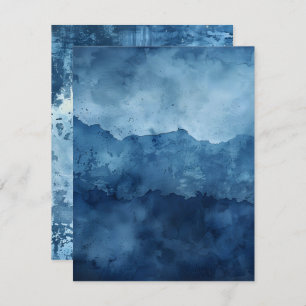 Convite Papel Scrapbook de Tinta Distorcida em Fundo Azul