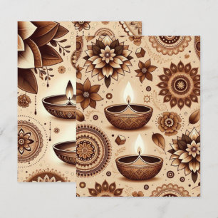 Convite Papel Scrapbook Imprimível em Bronze e Diwali Dour