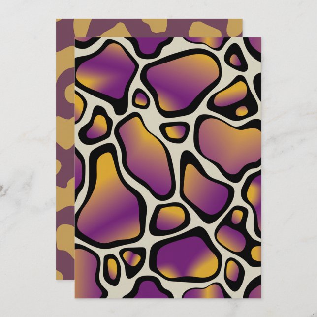 Convite Papel Scrapbook para Impressão de Vaca Roxo e Dour (Frente/Verso)