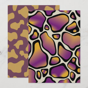 Convite Papel Scrapbook para Impressão de Vaca Roxo e Dour