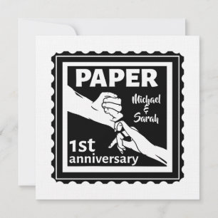 Convite Papel tradicional aniversário de casamento de 1 an