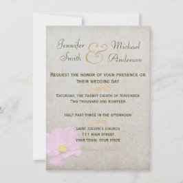 Convite Papel Vintage Casamento Simples