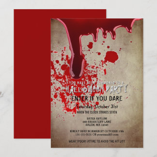 Convite Papel Vintage sangrento do Halloween