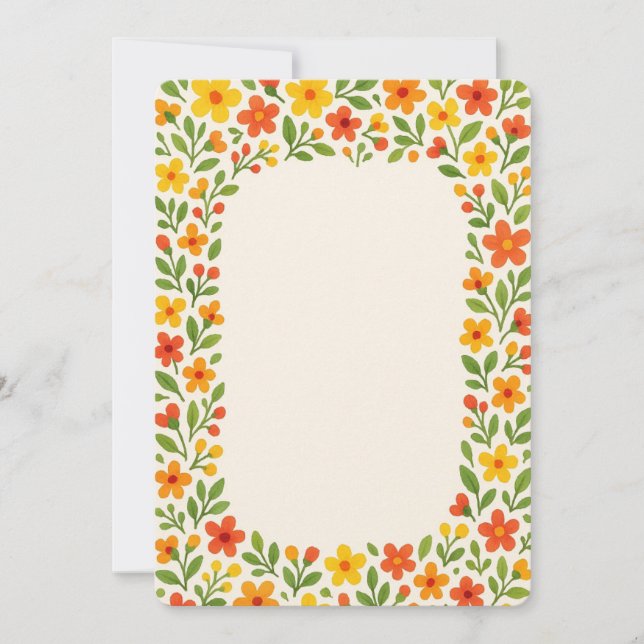 Convite Papelaria com Estampa Floral (Frente)