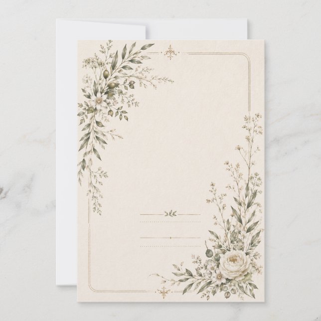 Convite Papelaria de Casamento com Charme Botânico Natural (Frente)